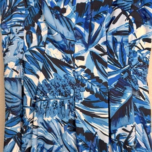 CB Established 1962 Blue Tropical Print Sleeveless Midi Dress Size 12 - Picture 2 of 8